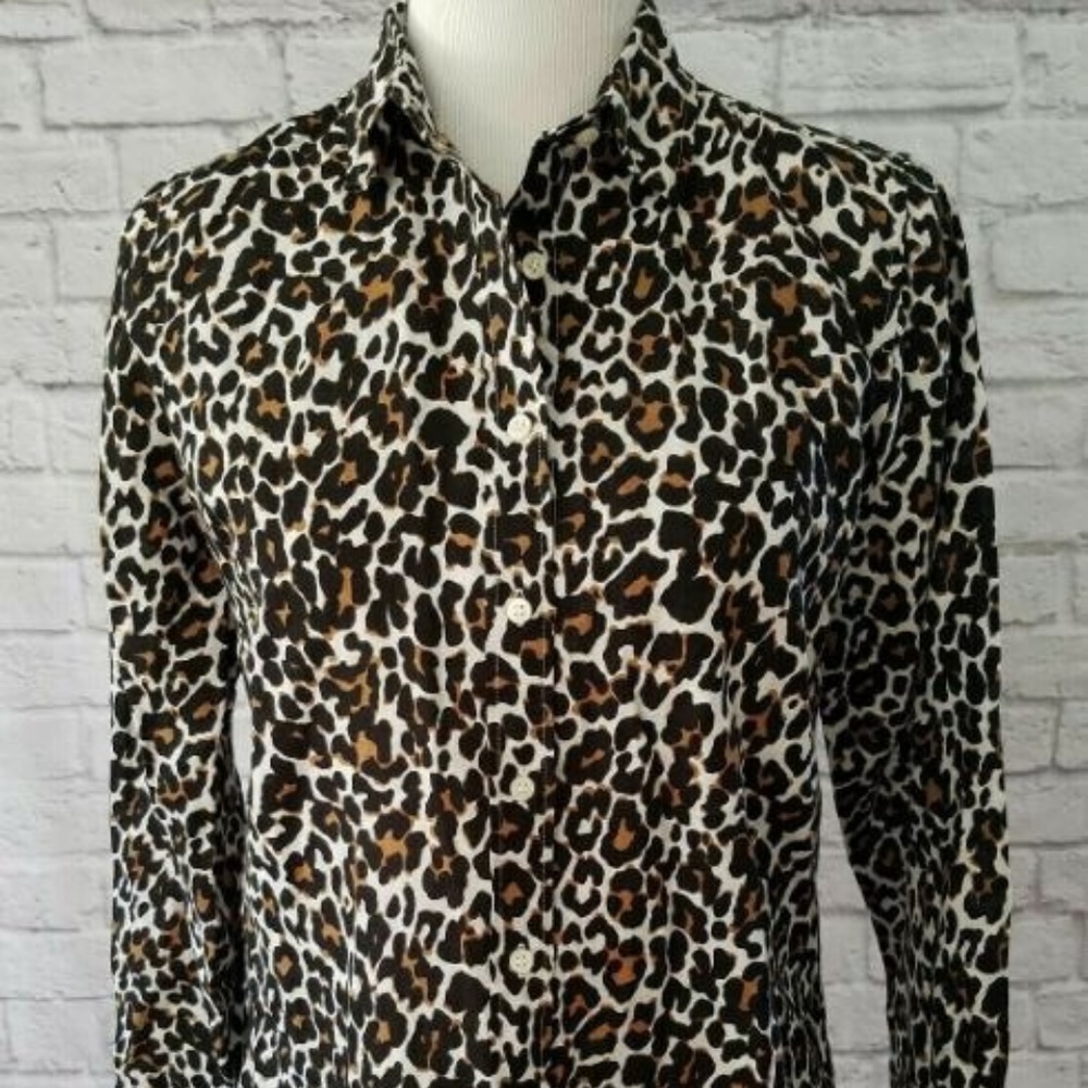 JCREW WOMEN'S SLIM PERFECT SHIRT LEOPARD PRINT NWT